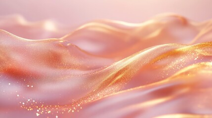 Flowing waves of soft pink textures abstract art digital rendering serene environment close-up view aesthetic concept
