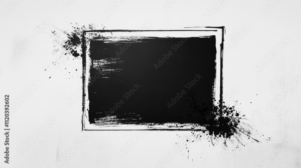 Poster dynamic black paint splatter art abstract creation modern art studio minimalist design close-up view