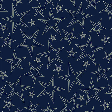 Vector starry night sky ditsy background pattern print. Ideal for gifts and decorations. Perfect for fabric, wallpaper, wrapping, scrapbooking and stationery. Surface pattern design.