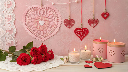 cute romantic background for Valentine's Day, I love you card, declaration of love