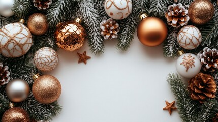 Rose gold and white minimalist holiday vibes New Year theme. Generative AI