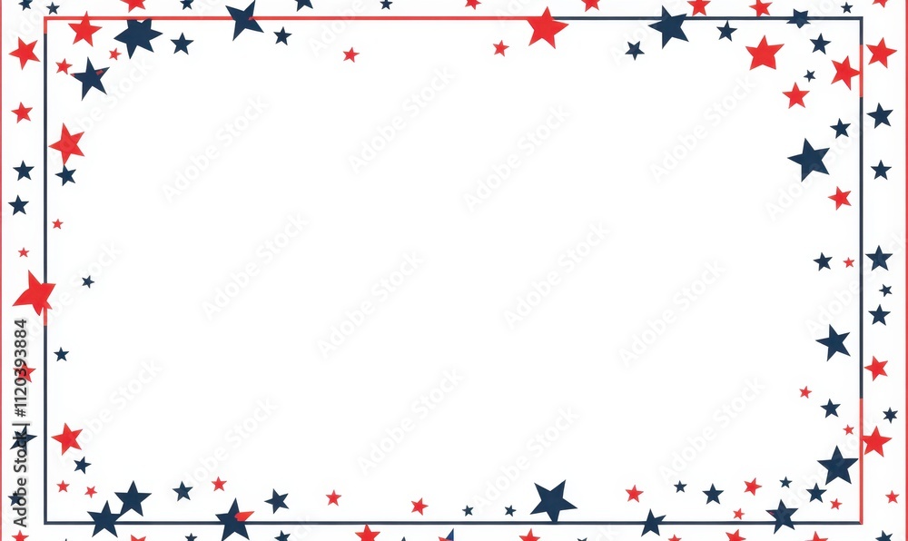 Poster a simple red, white, and blue frame with stars on the edges for a u.s. independence day design, with