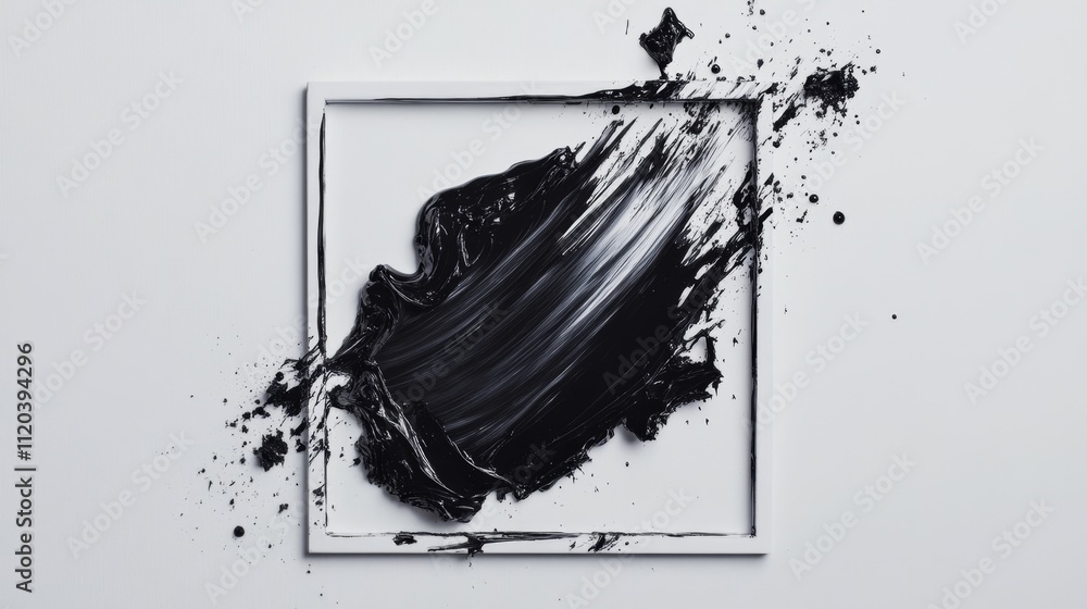 Poster artistic creation of black paint on white canvas studio environment abstract artwork minimalist view