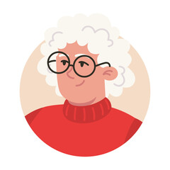 Portrait of a Grandmother with Glasses and Red Sweater