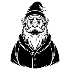 a silhouette style santa stand tree and flying with reindeer