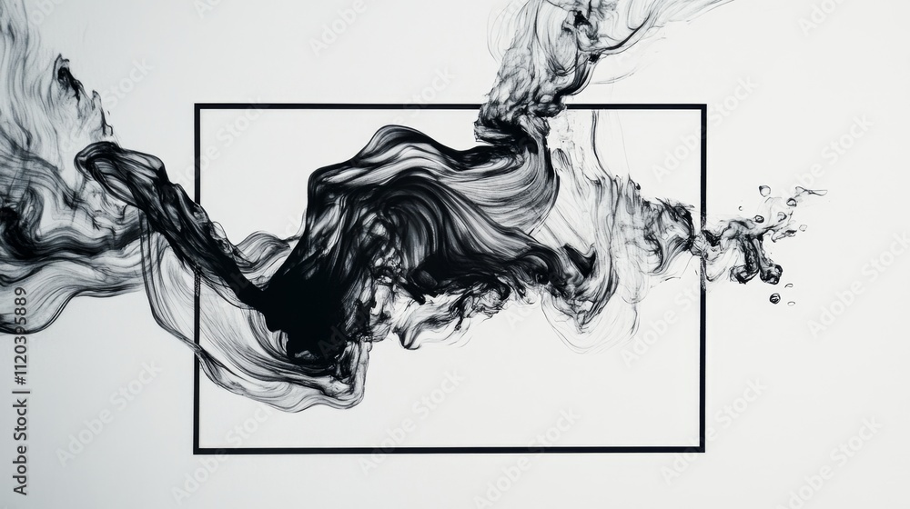 Poster dynamic ink flow art abstract studio digital artwork minimalist design close-up view creative expres