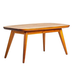 modern wooden table with a white background