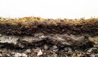 A close-up shot of soil, showcasing the rich texture and layers that make up the plant growth terrain.