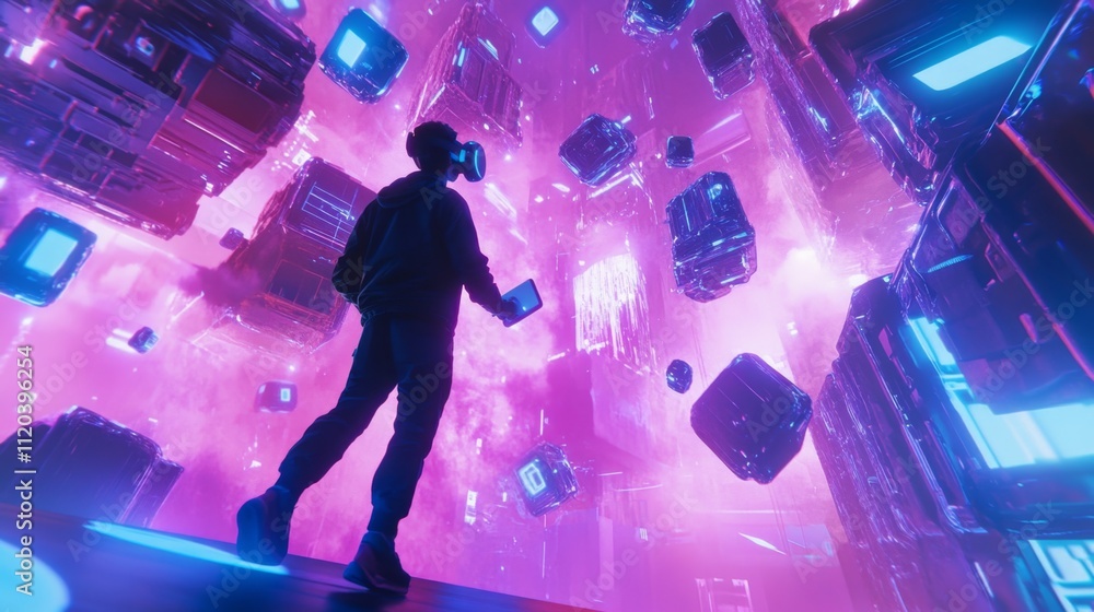 Aufkleber exploring virtual realityimmersive technology experience in a futuristic environment abstract viewpo