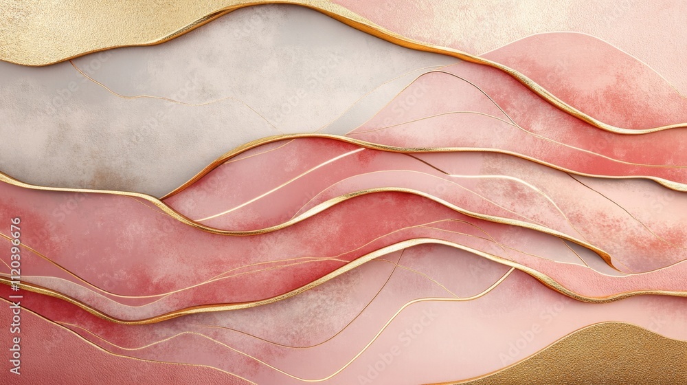 Poster abstract art waves digital creation modern aesthetic soft color palette artistic expression design c