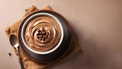 Top view of mocha mousse dessert