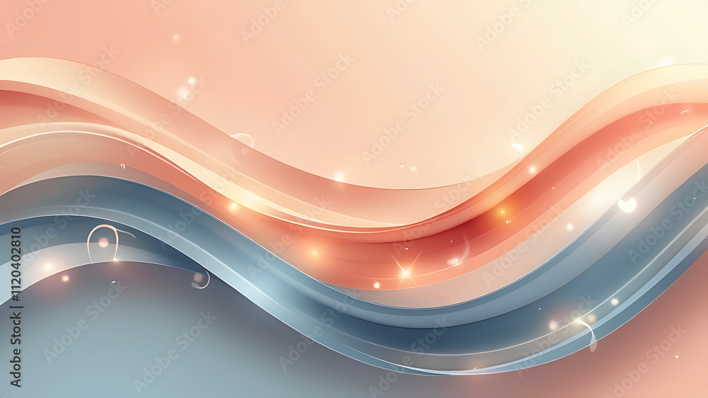 Poster abstract zig-zag gradient hues background with delicate waves layered paper cut shapes visual style