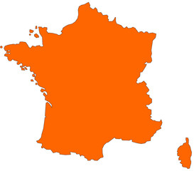 Obraz premium Map of France in orange
