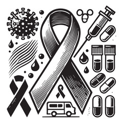 awareness ribbon vector white color background