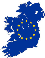 Map of Ireland with EU flag
