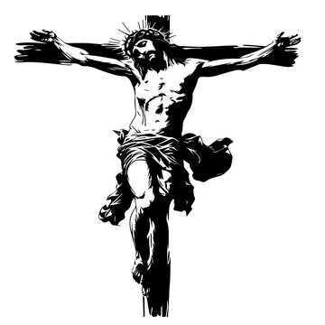 crucified jesus black and white clip art preview