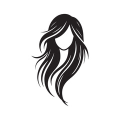 Girl long Hair Silhouette Illustration for Minimalist Projects