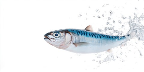 A fish is swimming in the water with its mouth open. The fish is blue and white