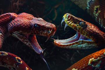 snake in the zoo, snake are fighting 