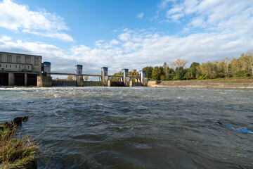 Modern Hydroelectric Dam on a Sunny Day