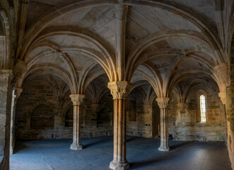 Chapter house, 12th century,, Monastery of Santa María de Carracedo, Carracedo del Monasterio, El Bierzo region, Castile and Leon, Spain