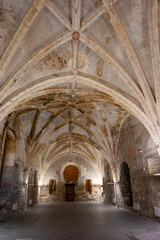 Fototapeta premium 12th century monastic refectory, Monastery of Santa María de Carracedo, 10th century, Carracedo del Monasterio, El Bierzo region, Castile and Leon, Spain