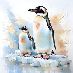 Illustration of a Penguin and a cub
