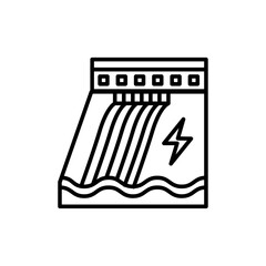 Hydroelectric power plant icon Thin line art collection