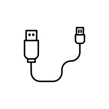 black usb cable icon clip art preview