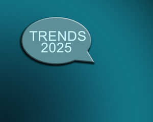 Trends 2025 written on a 3D cloud with blue letters and numbers on a blue background. A sign for frequently asked questions about education. The best help for help. Top tips for voice chat. 3d offer.