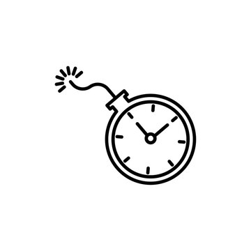 Time bomb with clock icon Thin line art collection