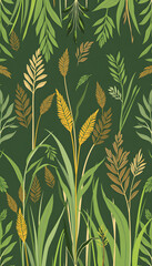 Plant pattern from Lagurus grass, flat design