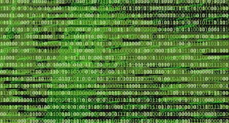 abstract illustration binary computer code screen green black technology background