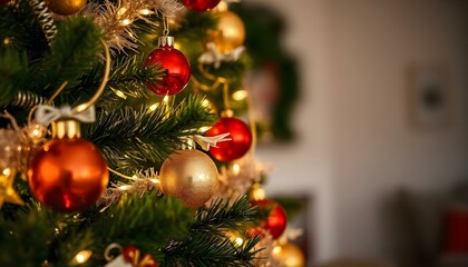 Fototapeta premium Minimalist Studio Christmas Tree with Elegant Decorations