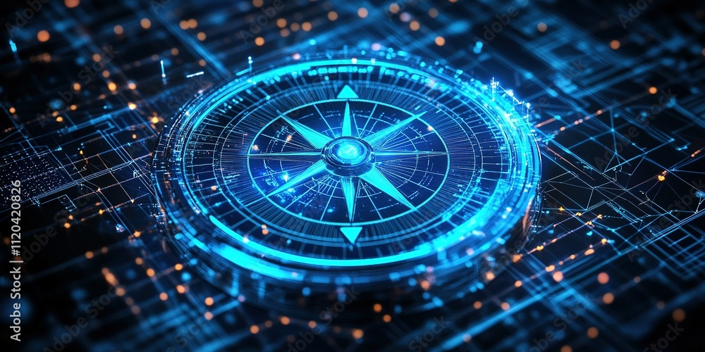 Aufkleber digital compass concept showcasing high-tech navigation in a futuristic environment