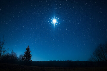 A clear, starry sky with one particularly bright star, symbolizing a lost loved one's presence and legacy
