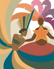 Brazilian women celebration carnaval vector. Carnival banner illustration