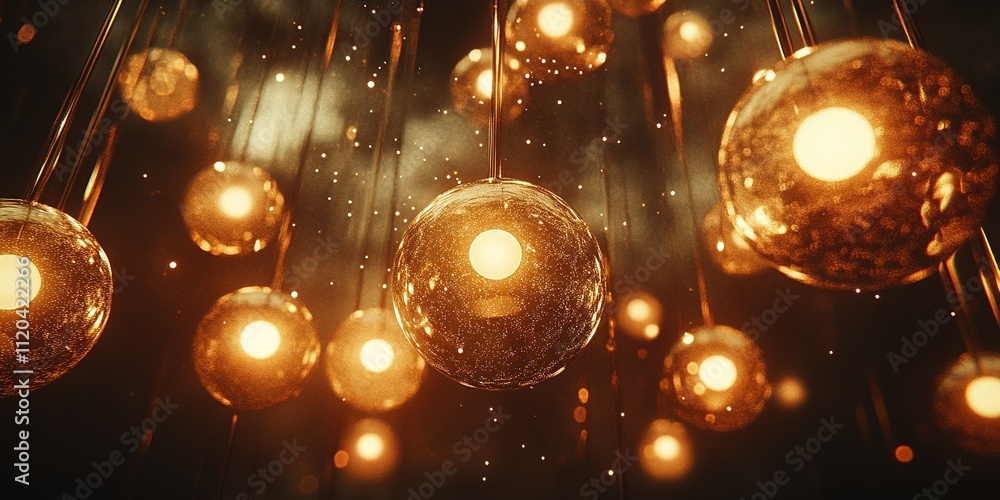 Aufkleber glowing orbs suspended in darkness create an enchanting atmosphere at a night event