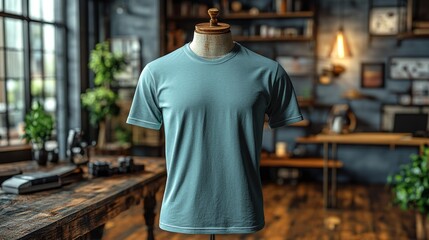 Obraz premium 3D Mockup of Muscle Tee in Seafoam Color on Mannequin. Generative AI