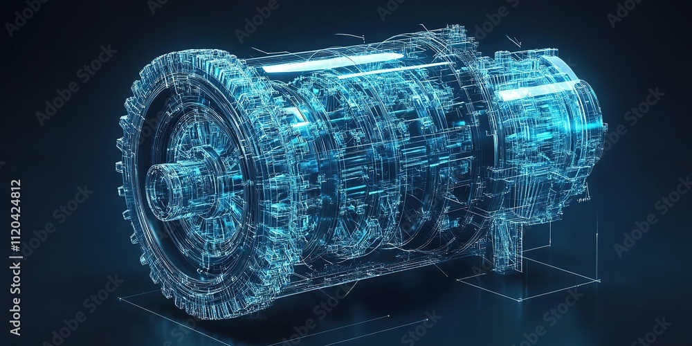 Aufkleber detailed 3d rendering of a jet engine showcasing its internal mechanisms and technological aspects