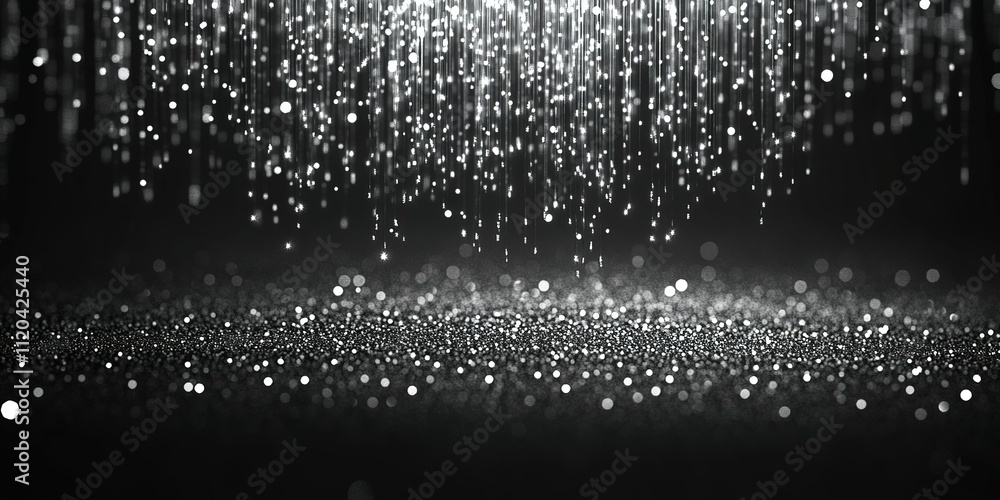 Poster sparkling silver particles create an enchanting atmosphere in a dark setting