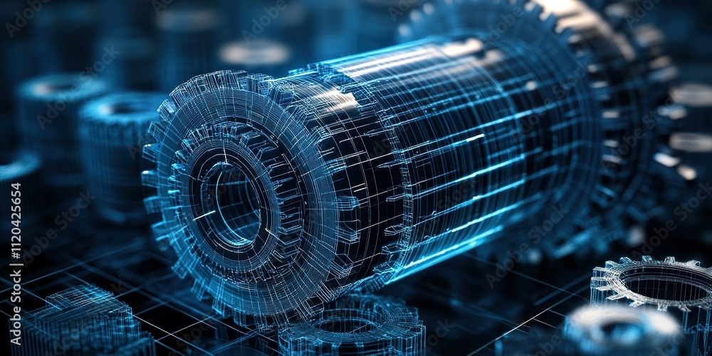 Aufkleber 3d model of a futuristic gear assembly showcasing advanced engineering design and technology in a di