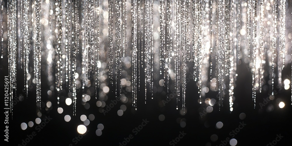 Poster sparkling water droplets illuminated in a dark setting create a mesmerizing display of light and ref