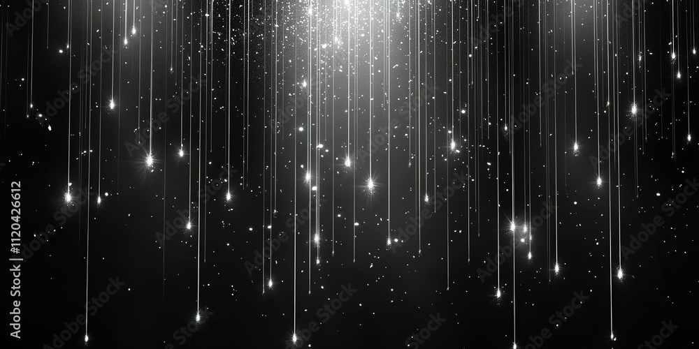 Poster twinkling stars cascade in a dark sky, creating a mesmerizing celestial display of light and beauty