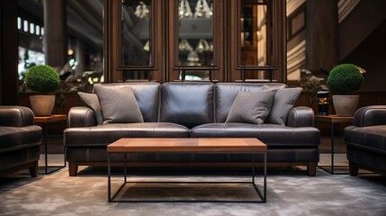 Obraz premium A photo of a luxurious leather sofa set