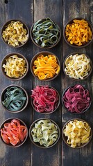 Colorful Variety of Uncooked Pasta