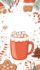 A4 size Beautiful Christmas holiday frame of Christmas, Winter Holiday cards. Christmas templates. Universal ornate floral decorative frames with copy space, Christmas Tree, reindeer,