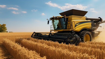Obraz premium A photo of a modern corn combine in operation.