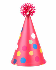 Party hat with pom-pom isolated