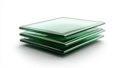 Glass Sheets Stacked for Transport on a White Background. Generative AI